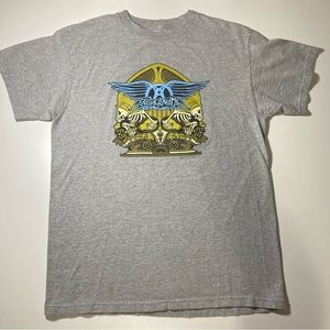 Aerosmith Band T Shirt Skeleton Wings Logo Mountainaire Men’s M Gray Graphic